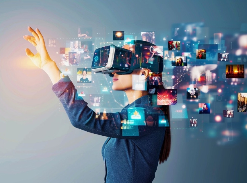  Image of a girl experiencing VR - Software Development Company in Kochi